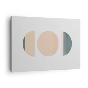 Obraz na plátně - Abstraktní geometrické tvary v pastelových barvách - 70x50cm - Kruh za kruhem - Moderní nástěnná dekorace do obývacího pokoje a ložnice ARTTOR