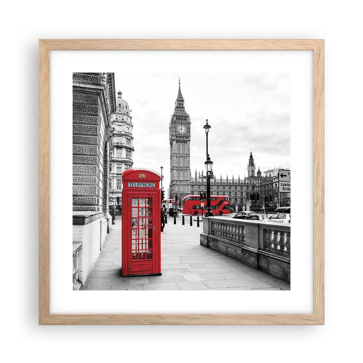 Plakát v rámu světlý dub - Nepochybně Londýn - 40x40 cm