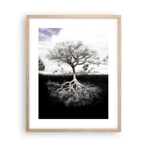 Plakát v rámu světlý dub - Objevení podstaty světa - 40x50 cm