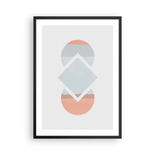 Plakát v černém rámu - Abstraktní kompozice geometrických tvarů a pastelových barev. - 50x70cm - Situace je jasná - Moderní nástěnná dekorace do obývacího pokoje a ložnice ARTTOR