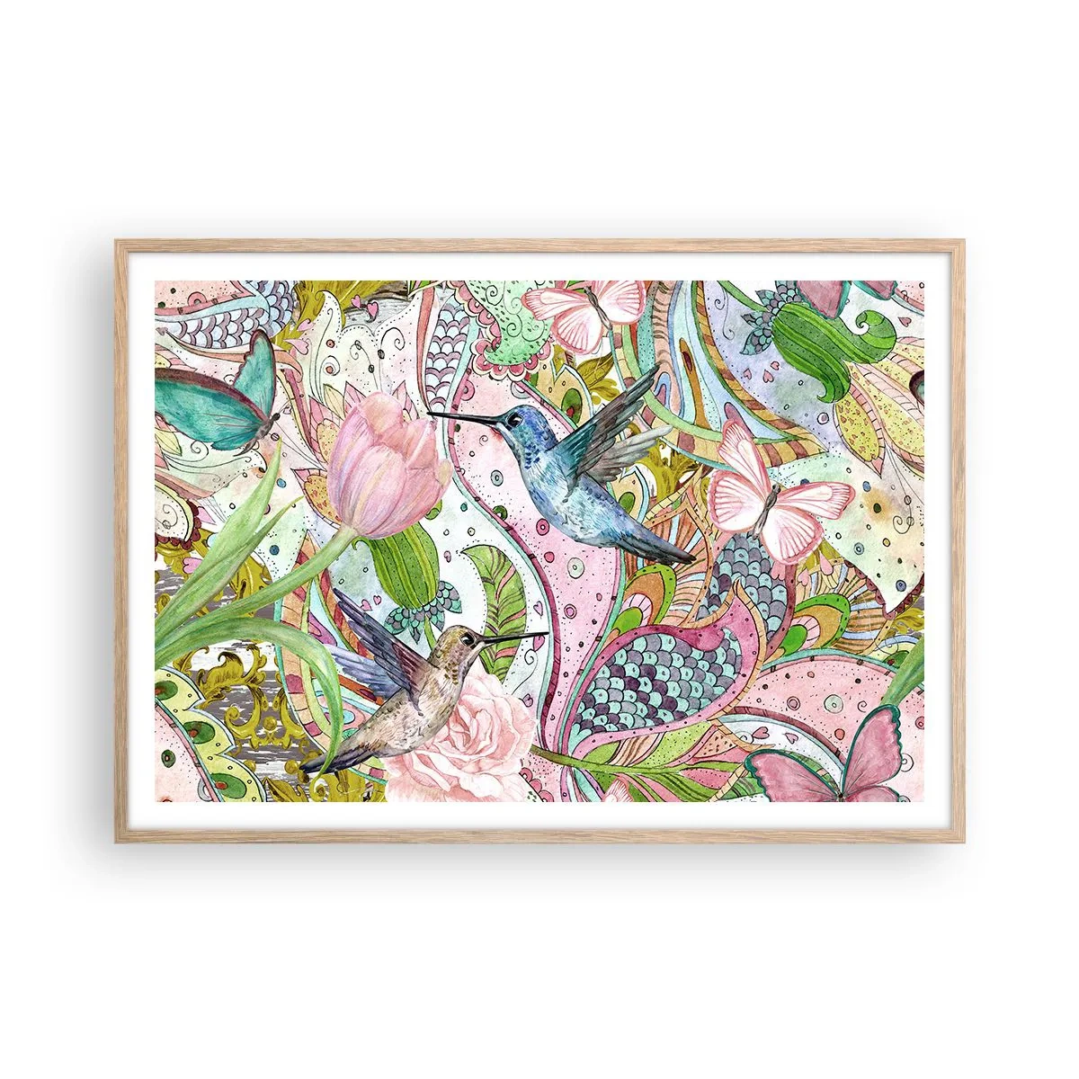 Plakát v rámu světlý dub - Zamotané do lián - 100x70 cm