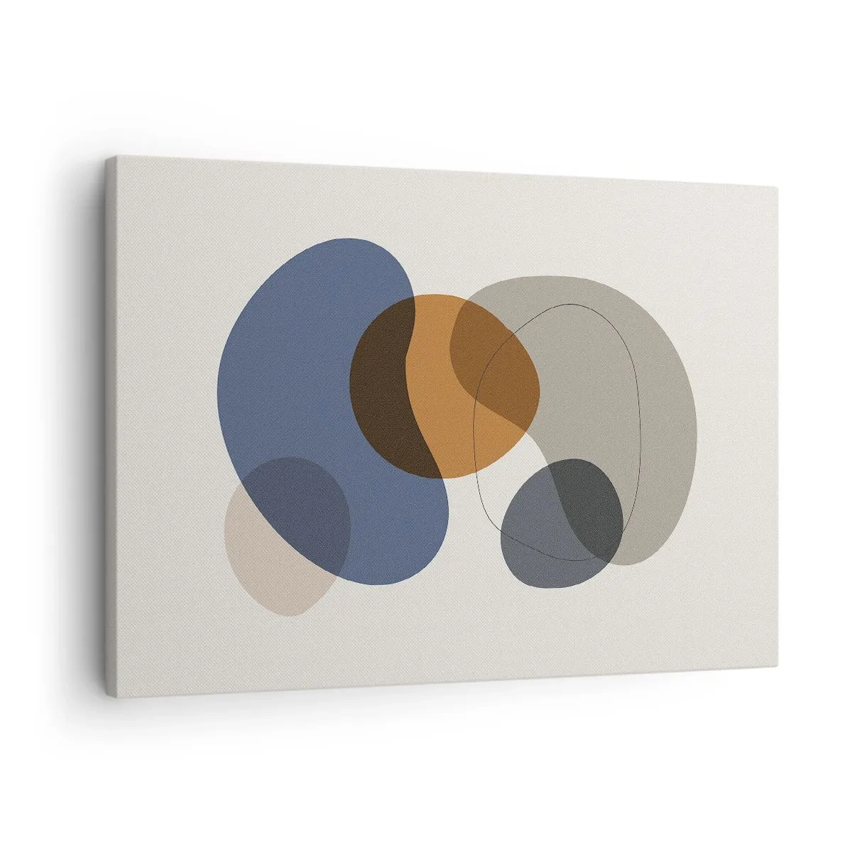 Obraz na plátně - Abstraktní barevné tvary v odstínech modré a hnědé - 70x50cm - Kapky barev - Moderní nástěnná dekorace do obývacího pokoje a ložnice ARTTOR