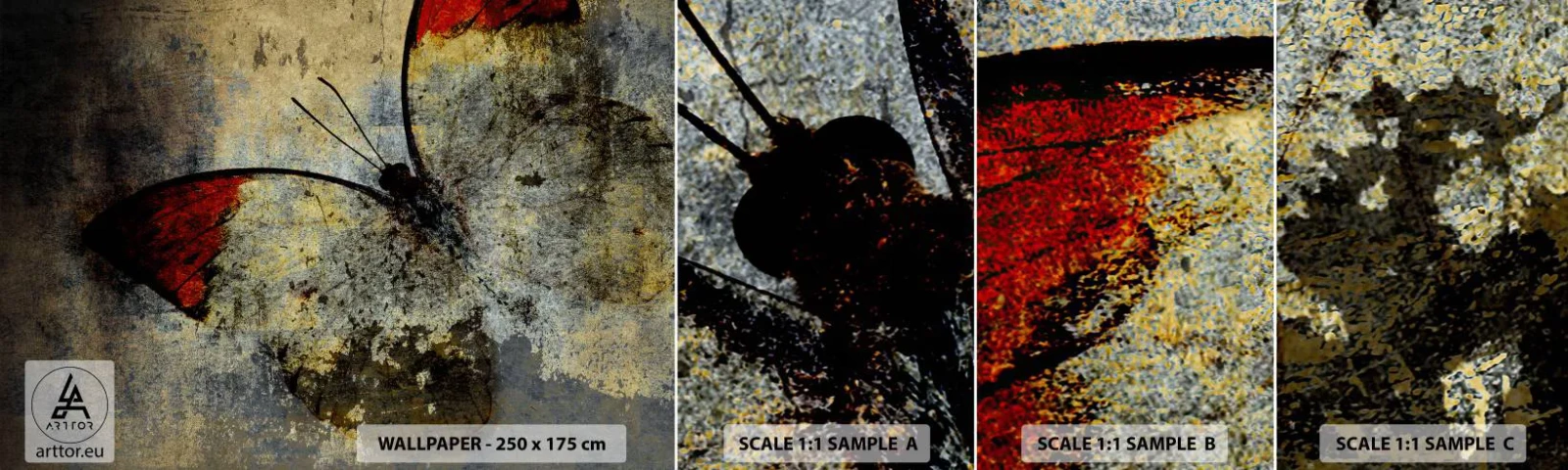 Vzor Fototapety Samolepicí Deluxe Sticker - Podívej se, než zmizím - Abstrakce, Motýl, Kus - 100x30 cm