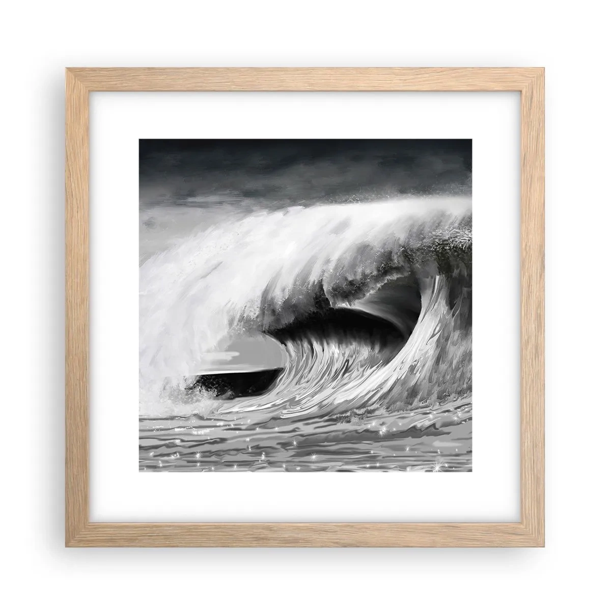 Plakát v rámu světlý dub - Hněv oceánu - 30x30 cm