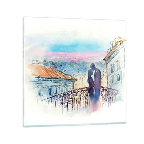 Obraz na skle - Pařížští milenci - 60x60 cm