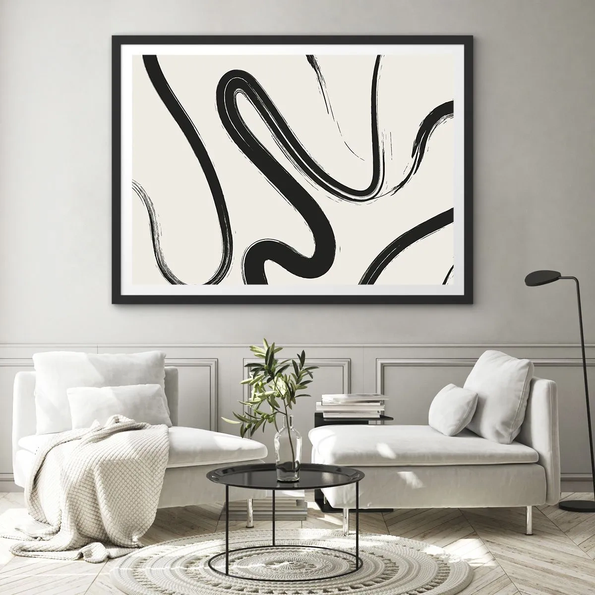 Plakát v černém rámu - Černobílý rozmar - 100x70 cm