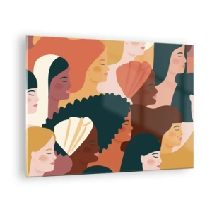 Obraz na skle - Stylová ilustrace rozmanitých ženských siluet - 70x50cm - Pouze ženskost - Moderní nástěnná dekorace do obývacího pokoje a ložnice ARTTOR