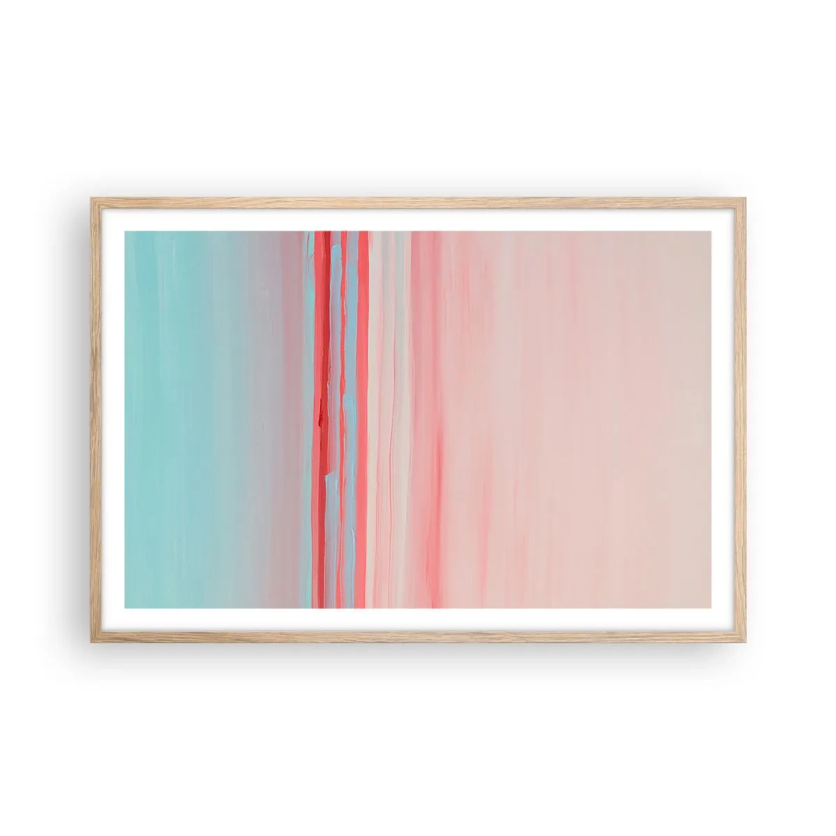 Plakát v rámu světlý dub - Abstrakce za úsvitu - 91x61 cm