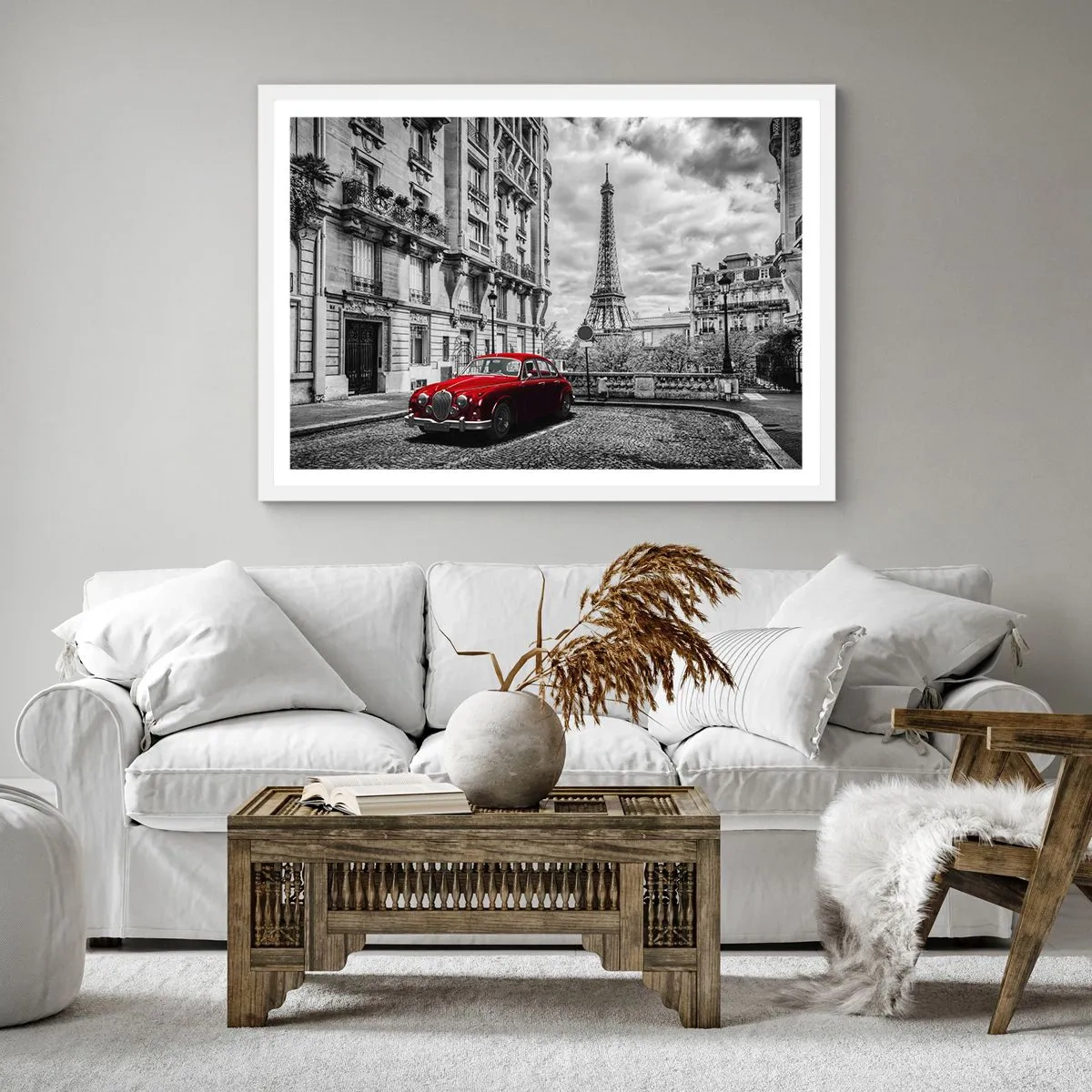 Plakát v bílém rámu - Dravec ve městě - 60x60 cm