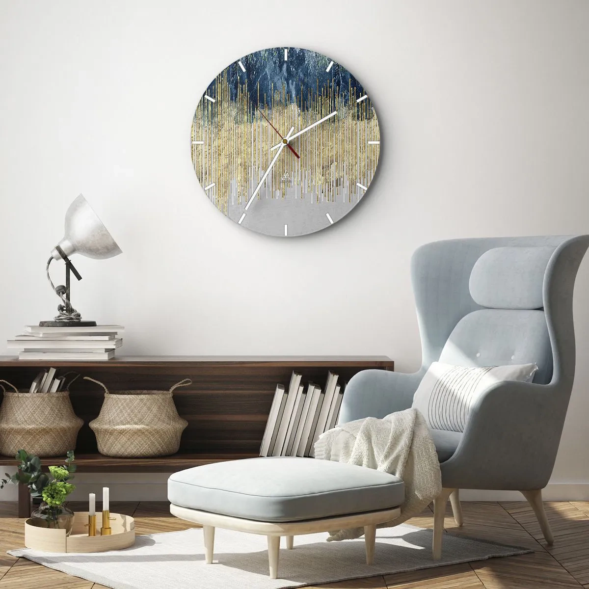 Nástěnné hodiny - Zlacená hranice - 30x30 cm