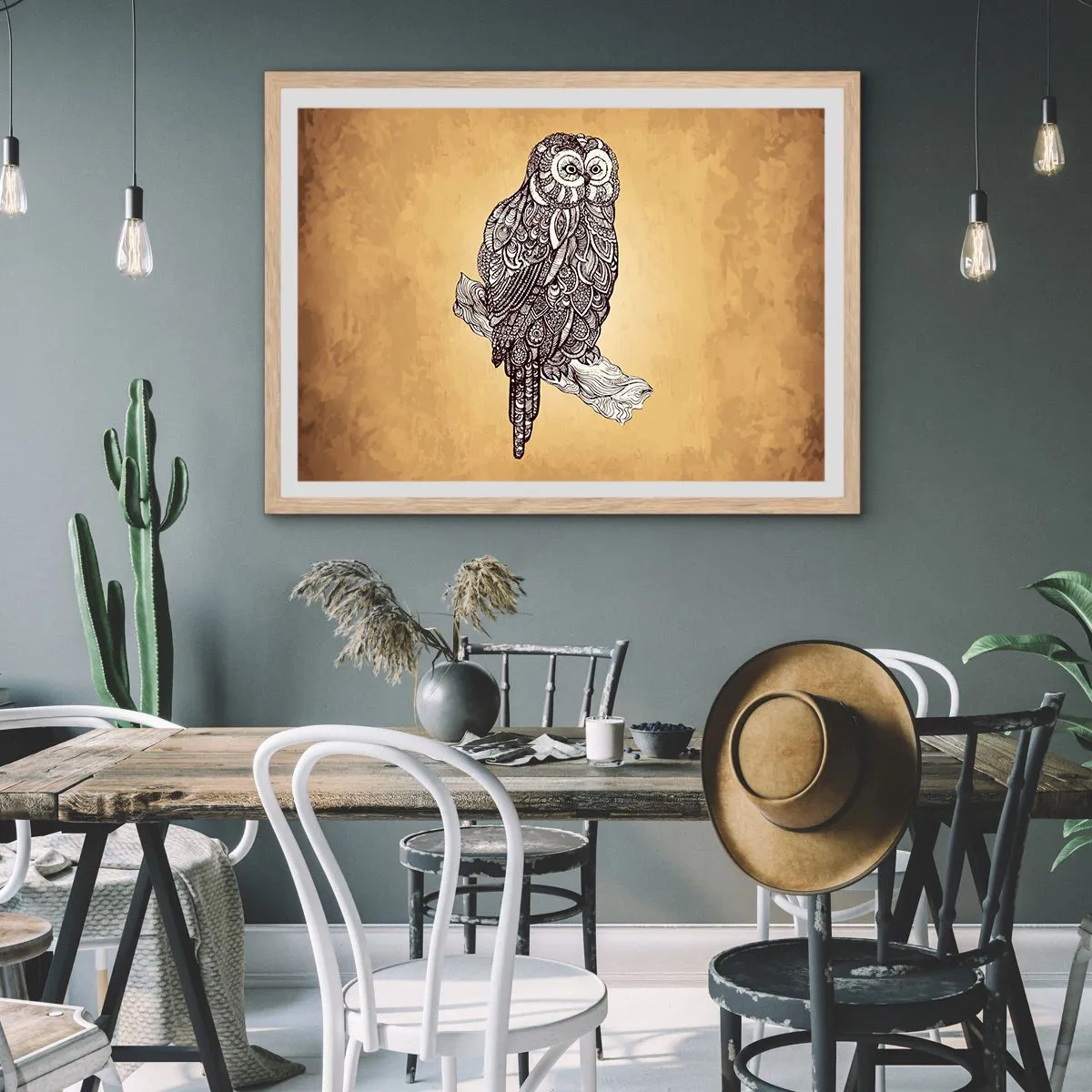 Plakát v rámu světlý dub - Mistrovské ornamenty moudrosti - 91x61 cm