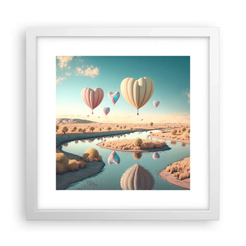 Plakát v bílém rámu - Láska tě nechá vzlétnout - 30x30 cm
