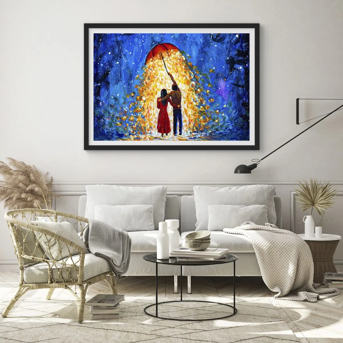 Plakát v černém rámu - Magie deštivého večera? - 70x50 cm