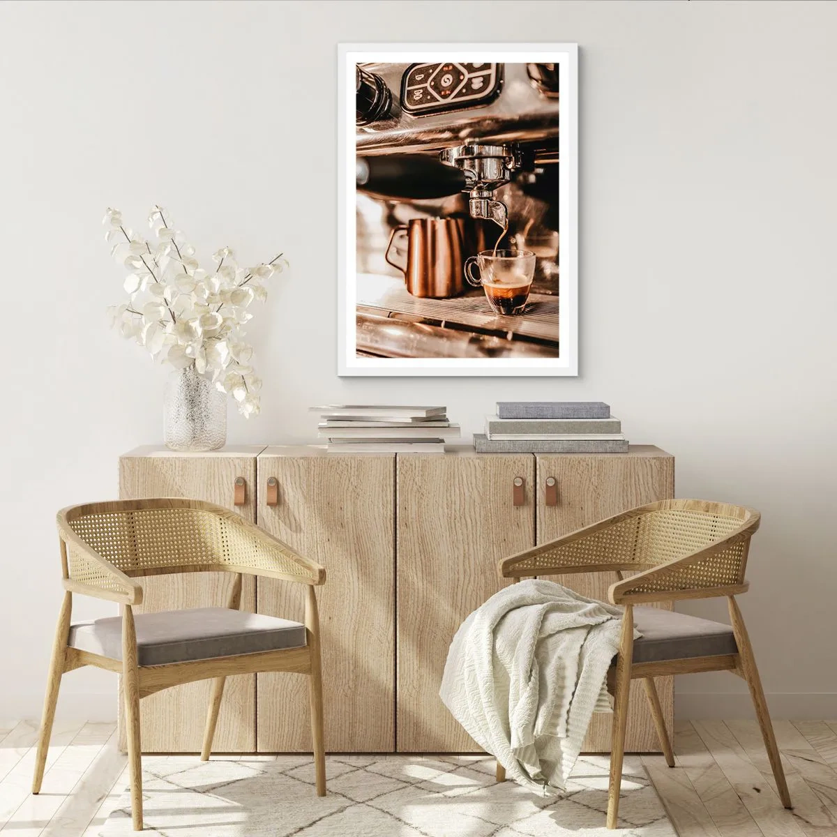 Plakát v bílém rámu - Jas kávy - 70x100 cm