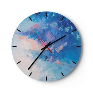 Nástěnné hodiny - Abstraktní kompozice v odstínech modré a růžové - 30x30cm - Zimní abstrakce - Moderní nástěnná dekorace do obývacího pokoje, kuchyně a ložnice ARTTOR