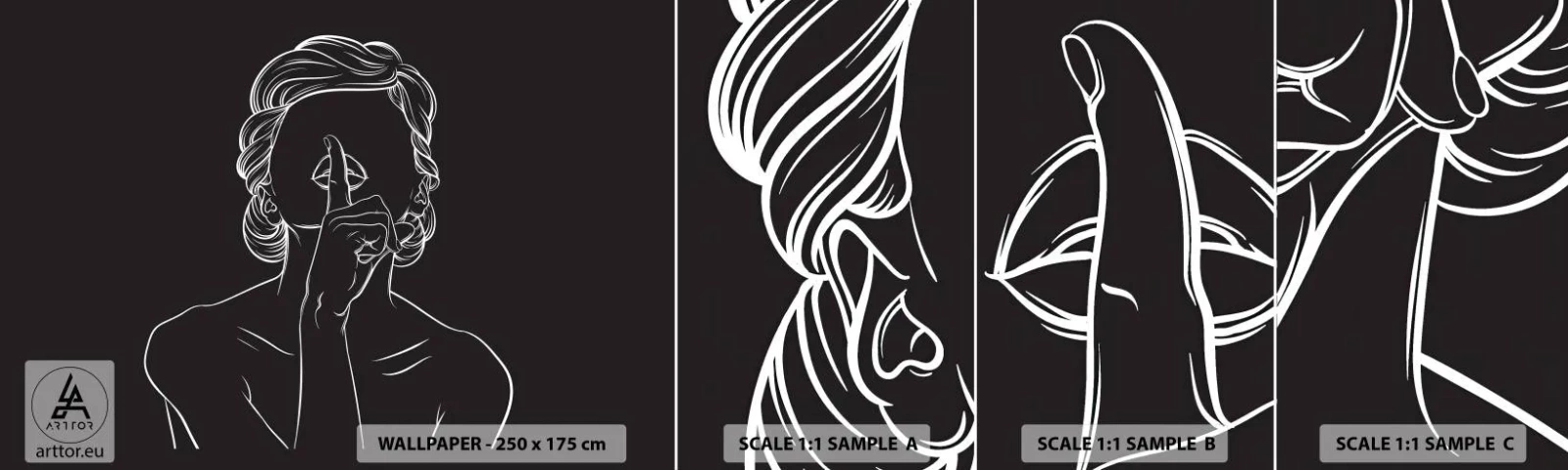 Fototapeta Vzorek Standard Eco - Krása rozkvétá v tichu - Žena, Výkres, Čára - 100x30 cm