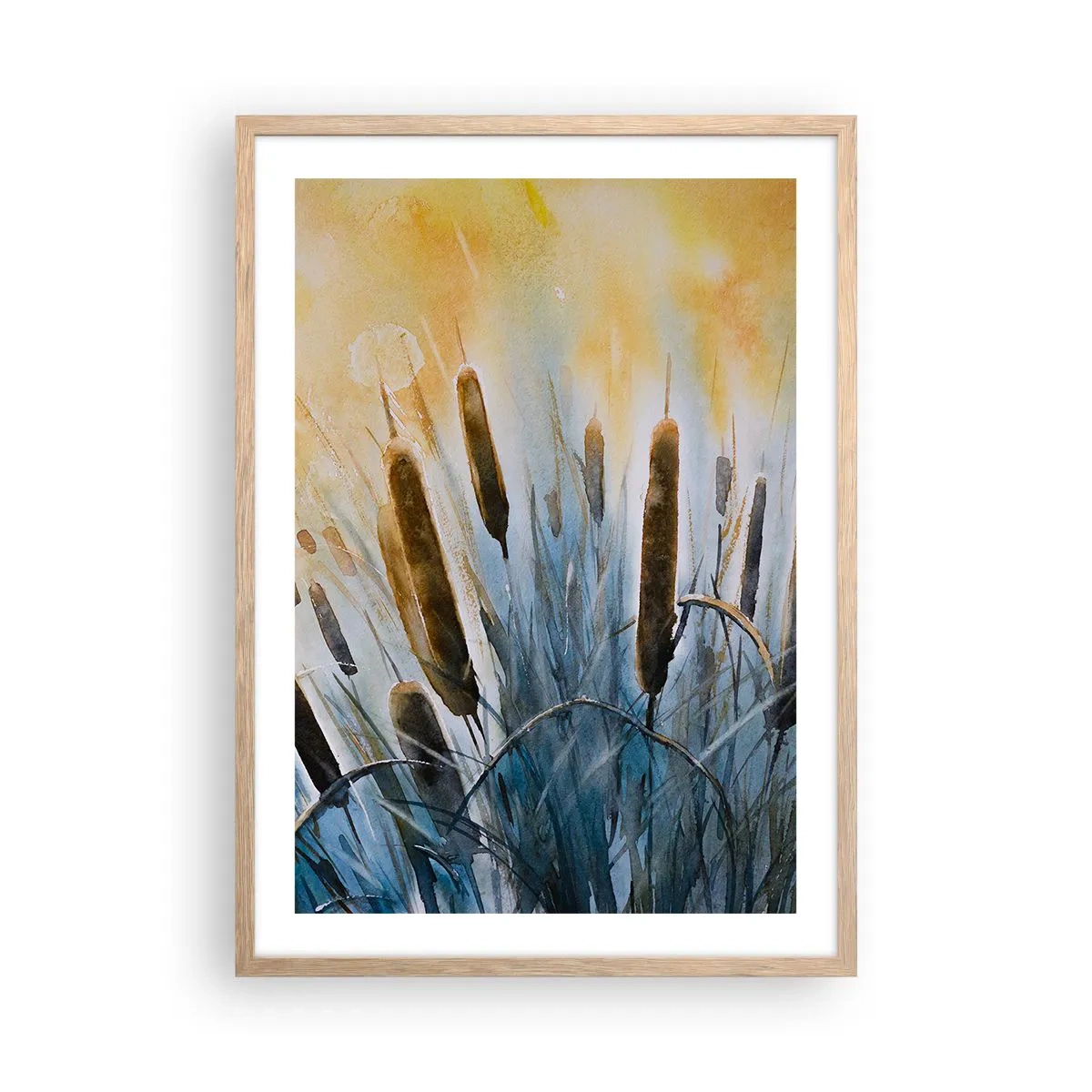 Plakát v rámu světlý dub - Chlad vody, žár slunce - 50x70 cm