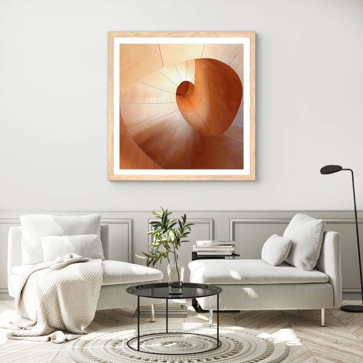 Plakát v rámu světlý dub - Architektonická serpentina - 60x60 cm