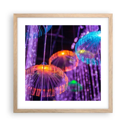Plakát v rámu světlý dub - Světelná fontána - 40x40 cm