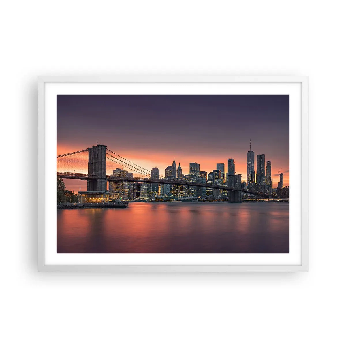 Plakát v bílém rámu - Ponořené do liliového ticha - 70x50 cm