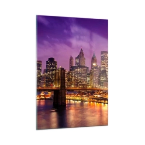 Obraz na skle - Fialovo-zlatý Manhattan - 50x70 cm