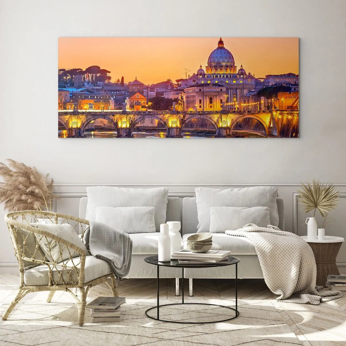 Obraz na skle - Soumrak nad Věčným městem - 100x40 cm