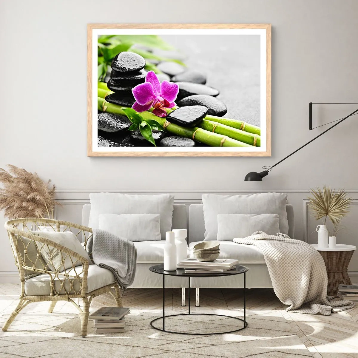 Plakát v rámu světlý dub - V klidné rovnováze - 40x30 cm