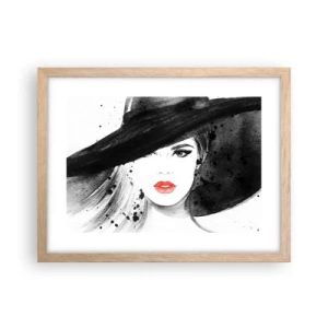 Plakát v rámu světlý dub - Dáma v černém - 40x30 cm