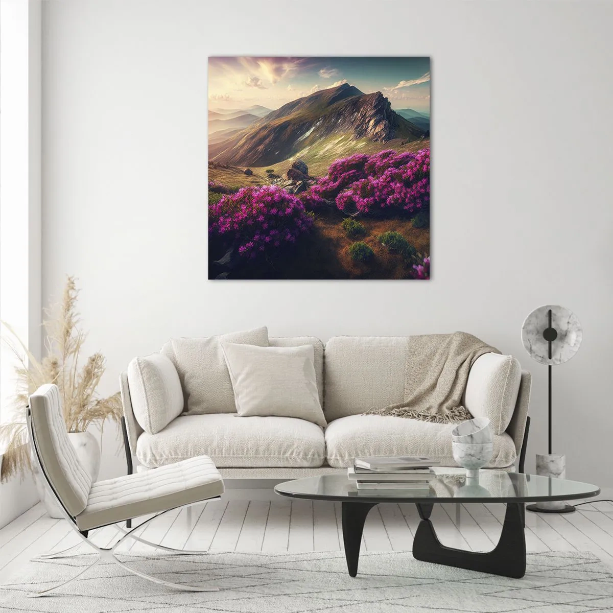 Obraz na skle - Léto na horách - 70x70 cm
