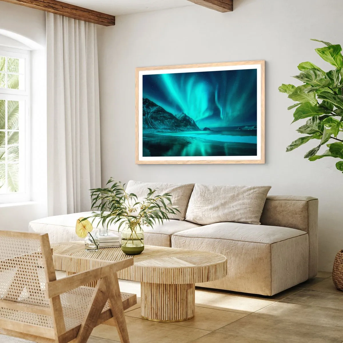 Plakát v rámu světlý dub - Divy severu - 91x61 cm