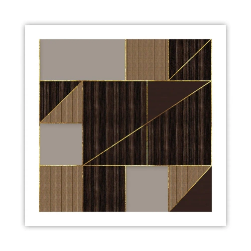 Plakát - Mozaika hnědé a zlaté - 50x50 cm