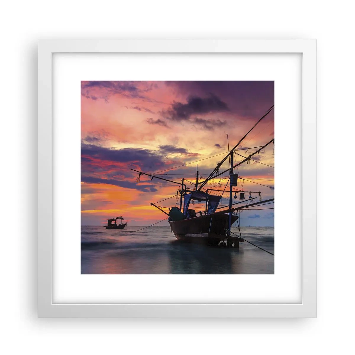 Plakát v bílém rámu - Exotický večer - 30x30 cm