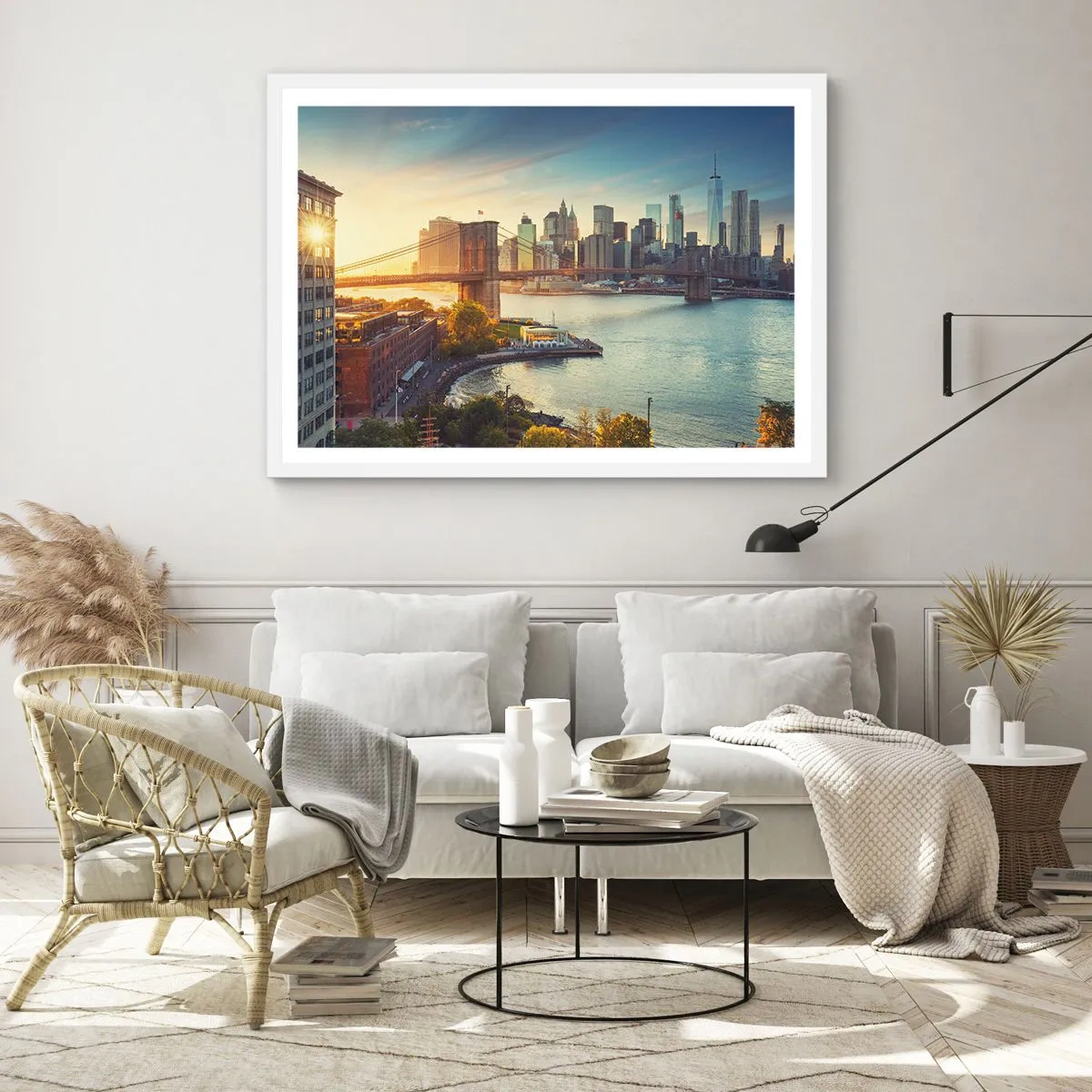 Plakát v bílém rámu - Svítání velkoměsta - 70x50 cm