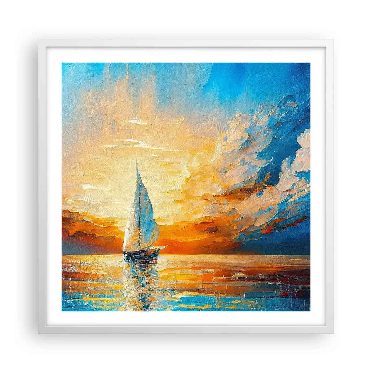 Plakát v bílém rámu - Plavba ve zlatě - 60x60 cm