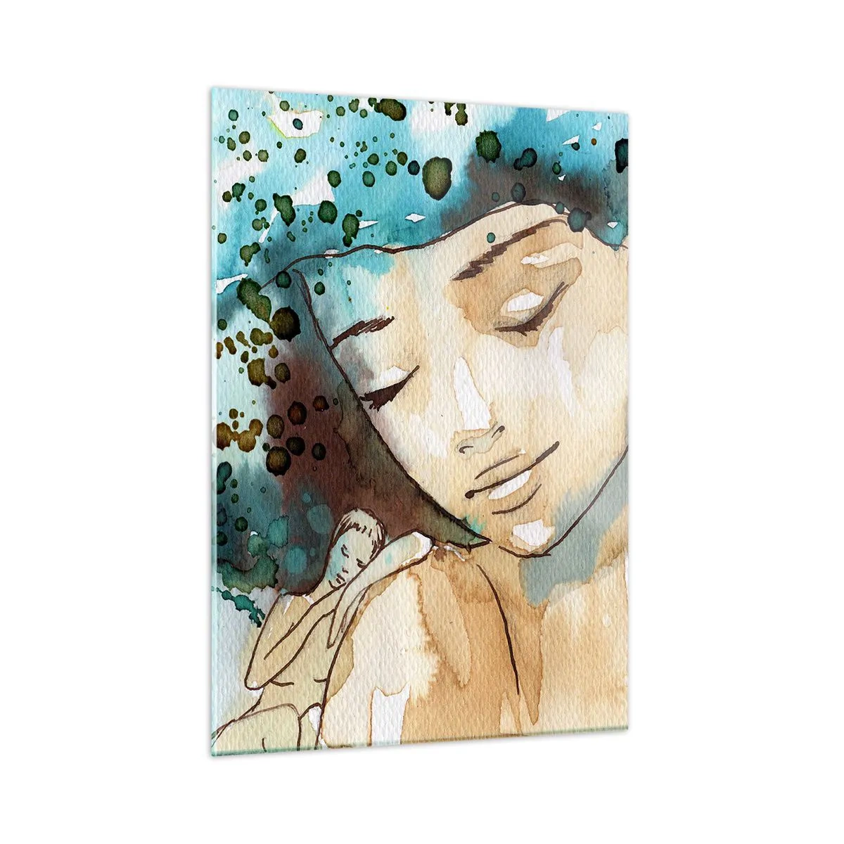 Obraz na skle - Lady in blue - 50x70 cm