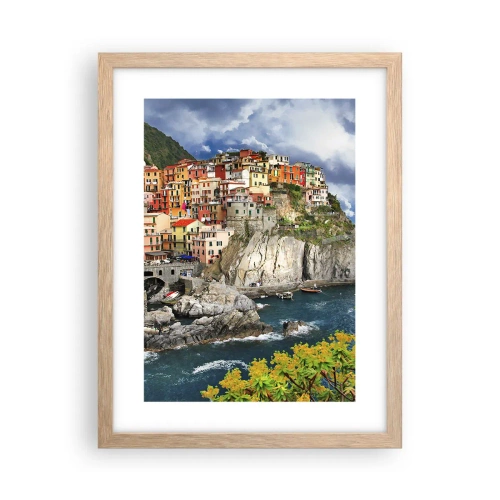 Plakát v rámu světlý dub - Hromádka přitulená ke skalám - 30x40 cm