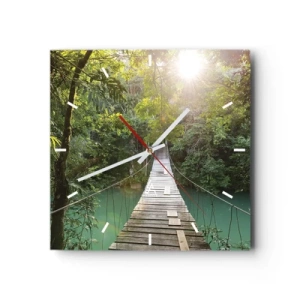 Nástěnné hodiny - Nad azurovou vodou do azurového lesa - 30x30 cm