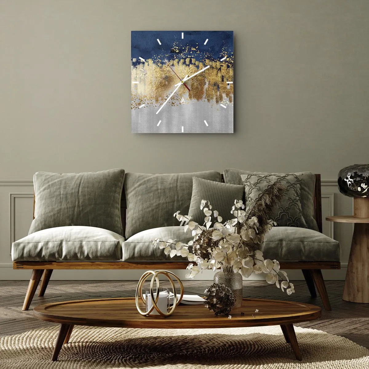 Nástěnné hodiny - Moderní kompozice s jiskrou - 30x30 cm