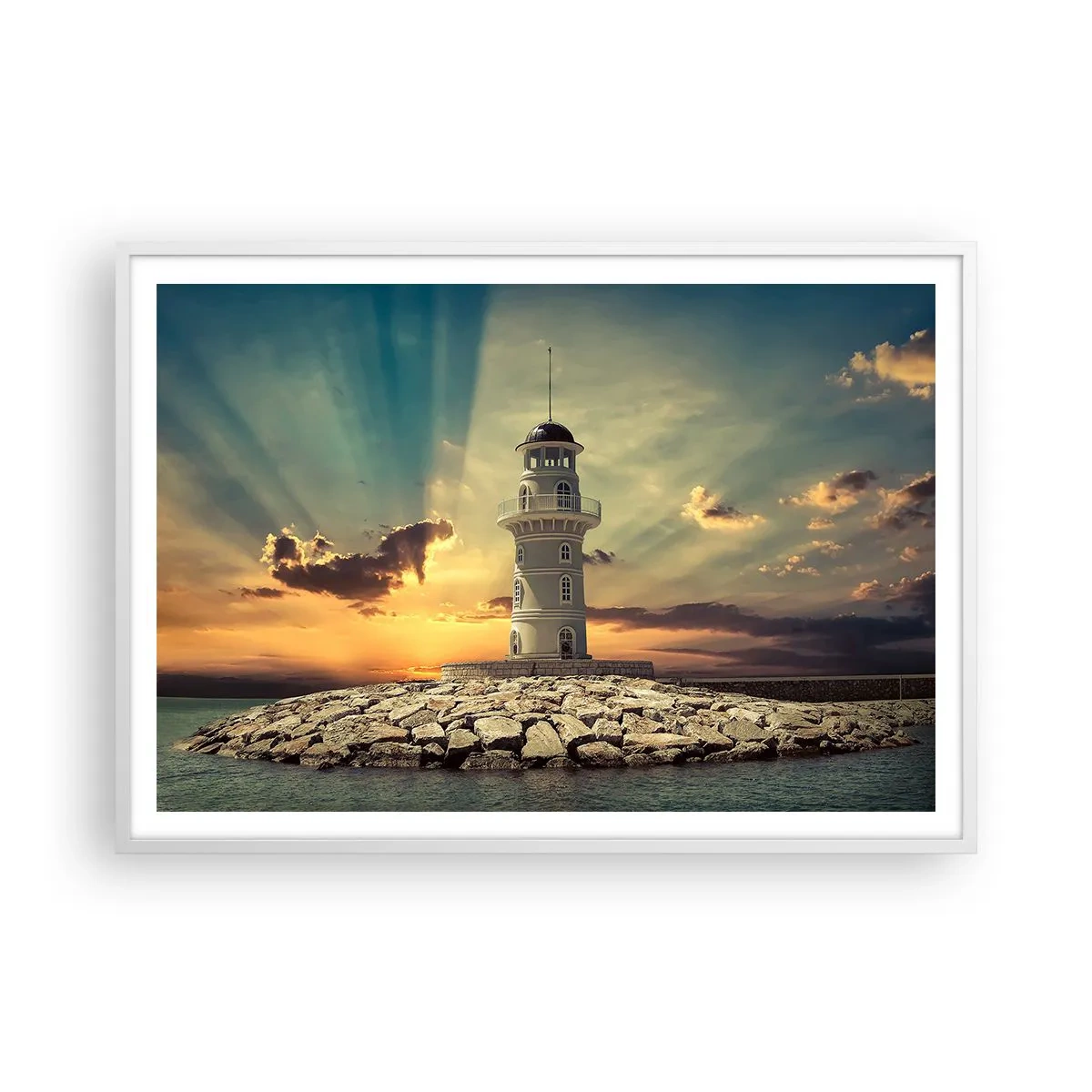 Plakát v bílém rámu - Světlo - Dobro - Krása - 100x70 cm