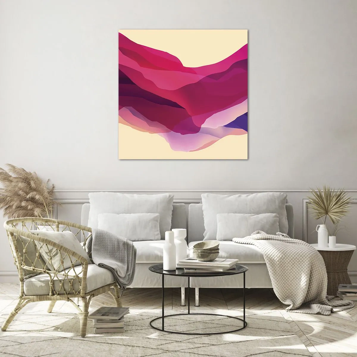 Obraz na skle - Vlny fialové - 70x70 cm