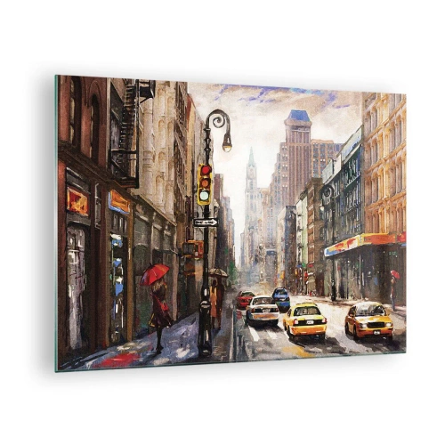 Obraz na skle - New York – barevný i v dešti - 70x50cm - New York – barevný i v dešti - Moderní nástěnná dekorace do obývacího pokoje a ložnice ARTTOR