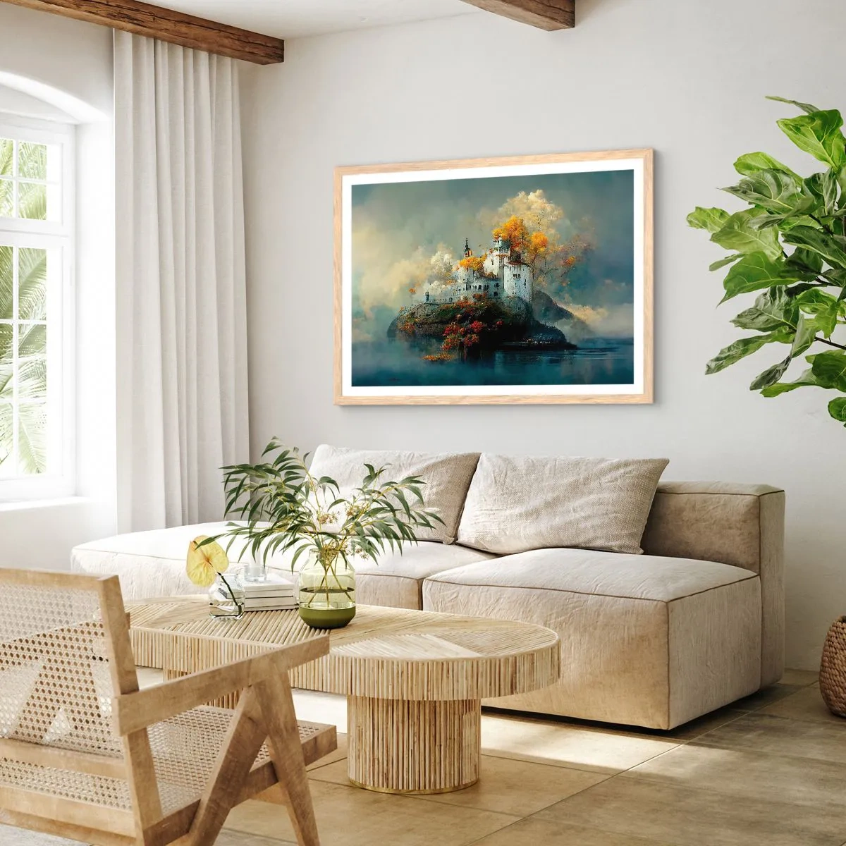 Plakát v rámu světlý dub - Začátek romantického příběhu - 50x40 cm