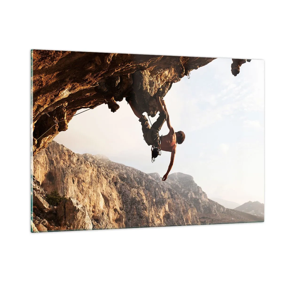 Obraz na skle - Svět smrsknutý v ruce na sesuvu balvanu - 120x80 cm