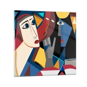 Obraz na skle - Konverzace kubistů - 50x50 cm