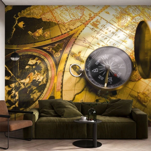 Fototapeta Standard Eco - Co tak na konec světa? - Cestování, Mapy světa, Kompas - 300x210 cm