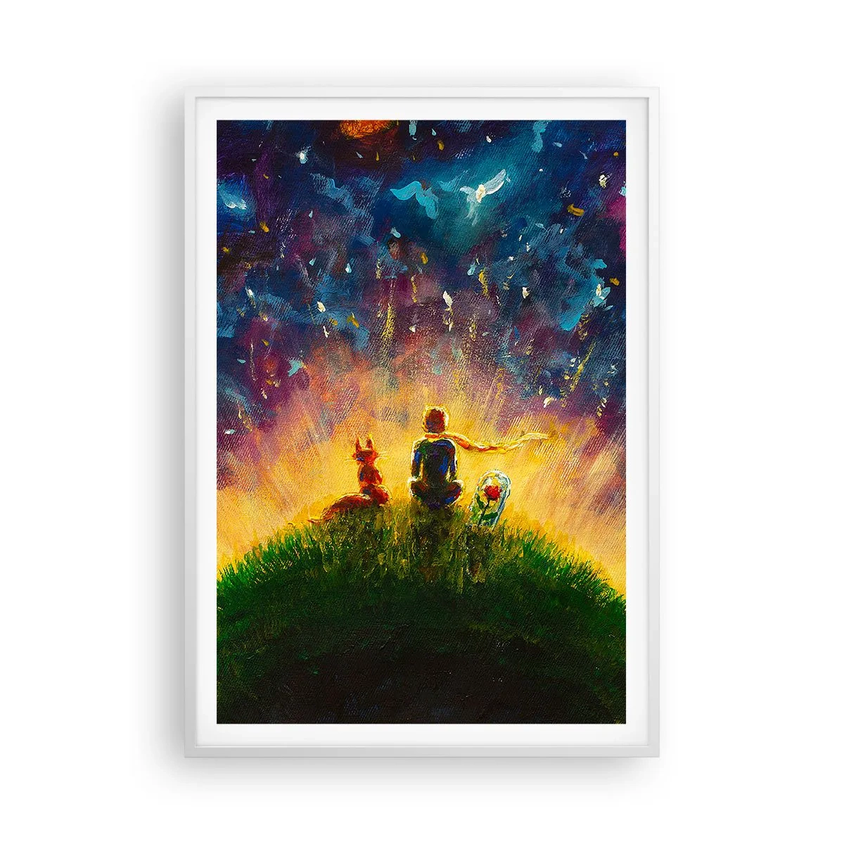 Plakát v bílém rámu - Láska a přátelství - celý svět - 70x100 cm