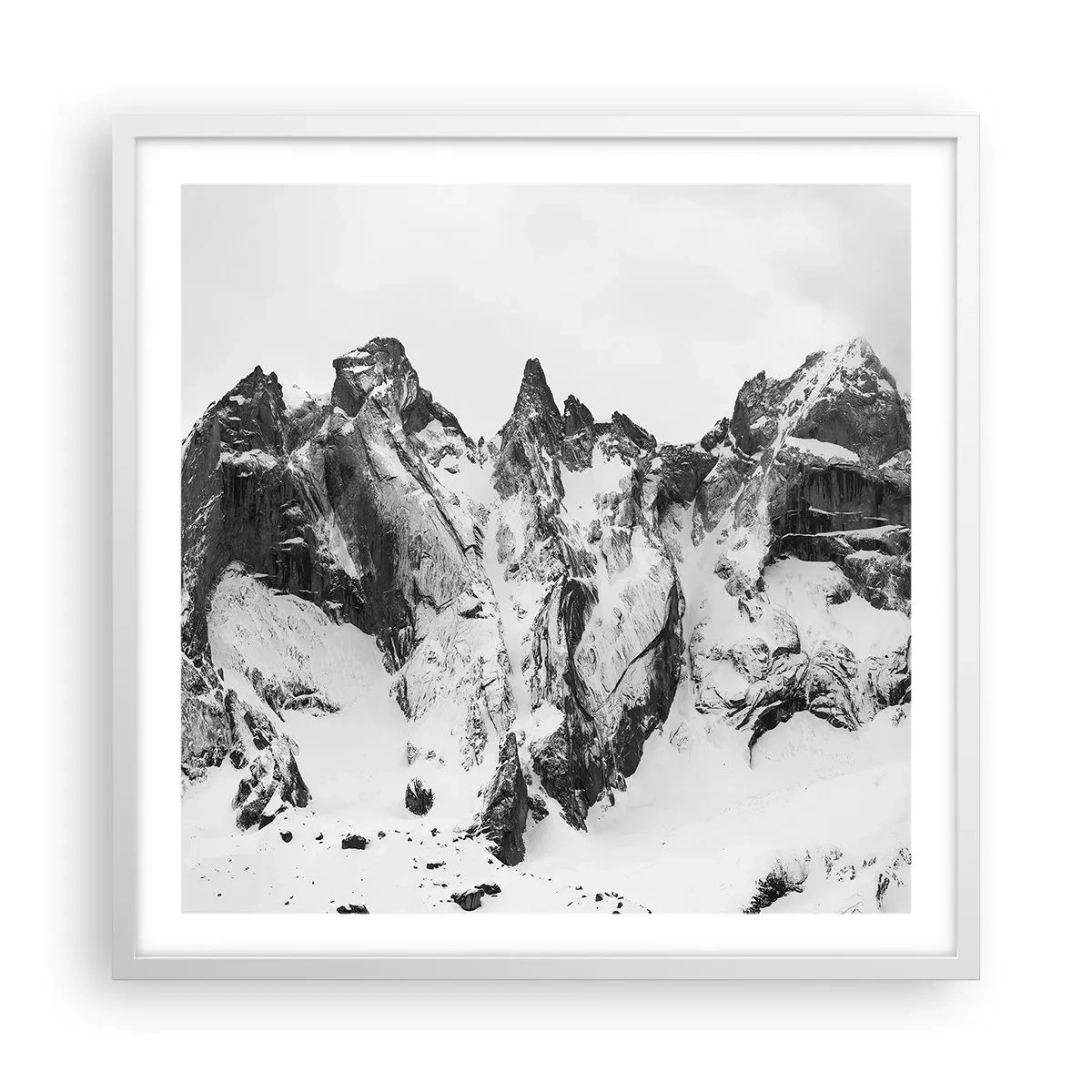 Plakát v bílém rámu - Hrozivý žulový hřeben - 60x60 cm