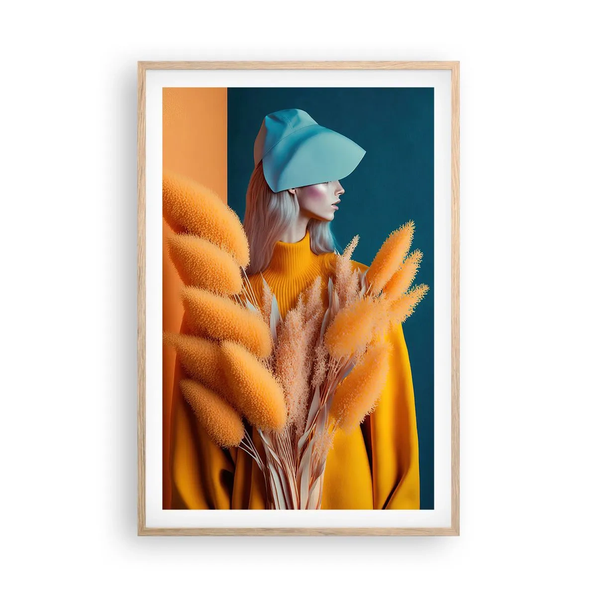 Plakát v rámu světlý dub - Chlupatý portrét - 61x91 cm