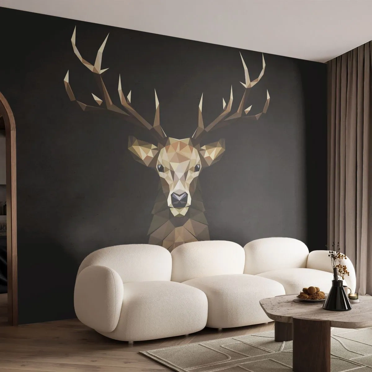 Fototapeta Premium Sand - Kubistický jelen - Zvířata, Jelen, Grafika - 250x175 cm