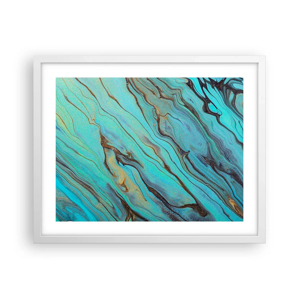 Plakát v bílém rámu - Tyrkysový příliv - 50x40 cm